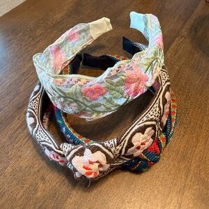 Set of 3 Embroidered Padded Headbands Floral + Woven Multicolor Hair Accessories